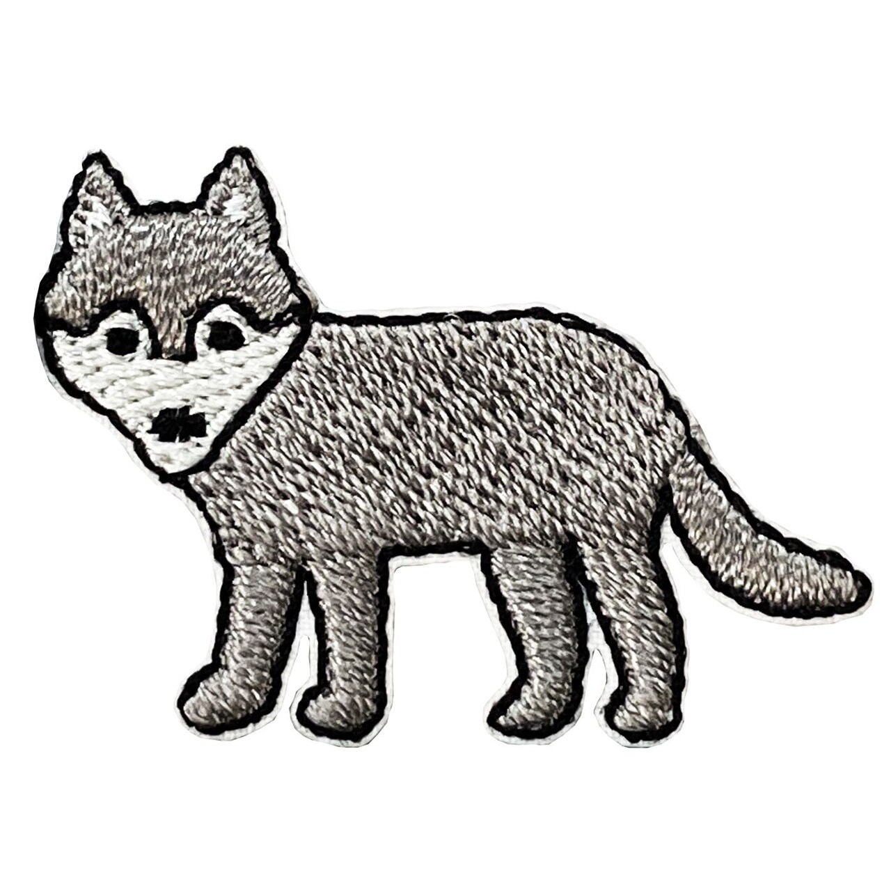 (7/8" x 1-1/4") Mini Wolf, Animals, Embroidered, Iron-on Patch